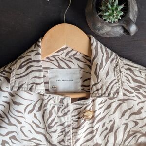Anthropologie Zebra Print Cropped Jacket
